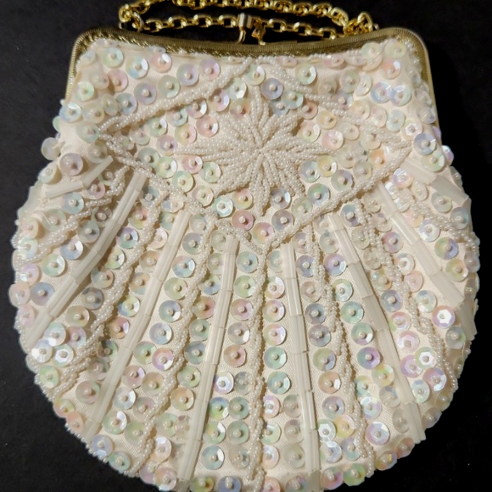 Vintage Beaded Iridescent Sequined Evening Bag - Picture 9 of 13